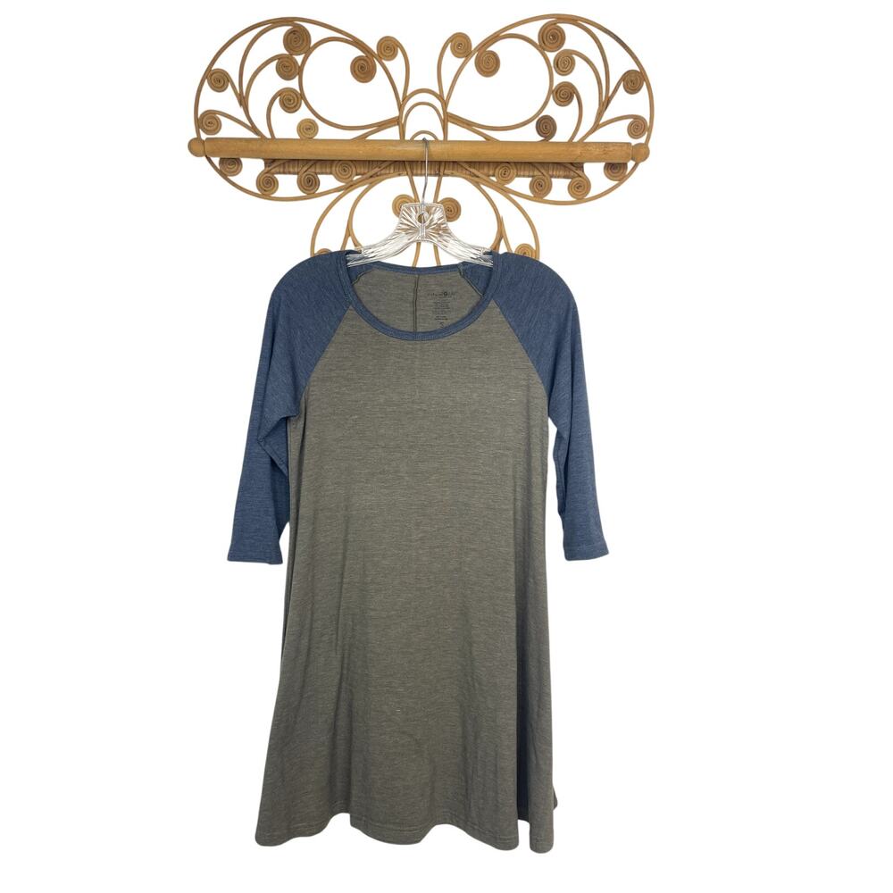 Natural Life Raglan Tunic Top Small Gray Blue Baseball Tee Colorblock Soft Knit